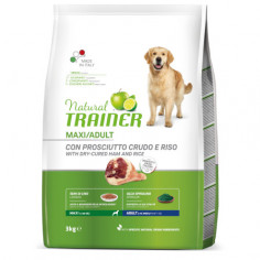 NATURAL TRAINER dog maxi adult prosciutto crudo e riso 12 KG