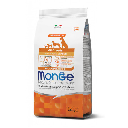 MONGE ALL BRE PUPPY E JUNIOR ANATRA 2,5KG Miglior Prezzo