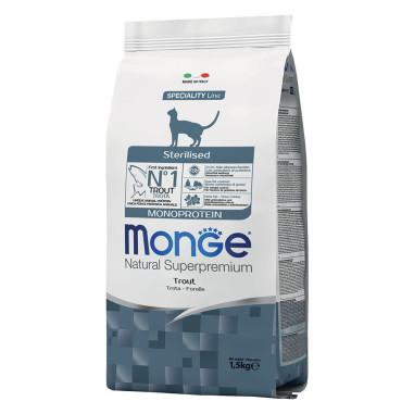 MONGE CAT NATURAL MONOPROTEIN STERILISED TROUT 400G, shop Online