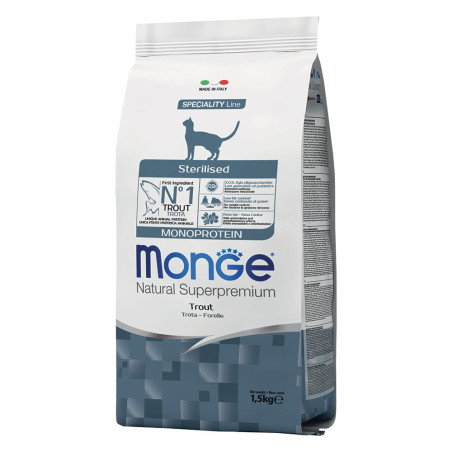 MONGE CAT NATURAL MONOPROTEIN STERILISED TROUT 400G, shop Online
