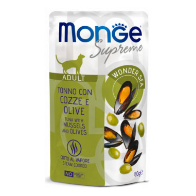 MONGE SUPREME PER GATTI TONNO COZZE E OLIVE 80GR Miglior Prezzo