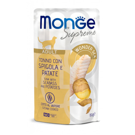 MONGE SUPREME ADULT TONNO SPIGOLA E PATATE 80GR Miglior Prezzo