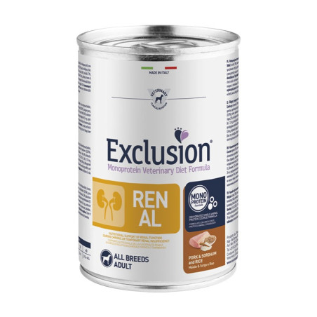 EXCLUSION CANE DIET RENAL ADULT MAIALE SORGO RISO 400GR Miglior