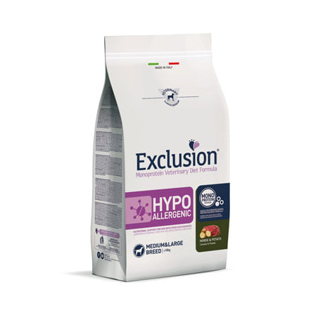 EXCLUSION CANE DIET HYPOALLERGENIC M/L ADULT CAVALLO PATATE 2KG