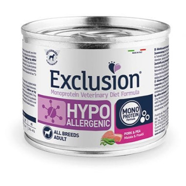 EXCLUSION CANE DIET HYPOALLERGENIC PUPPY MAIALE PISELLI 200GR