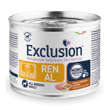EXCLUSION CANE DIET RENAL ADULT MAIALE SORGO RISO 200GR Miglior