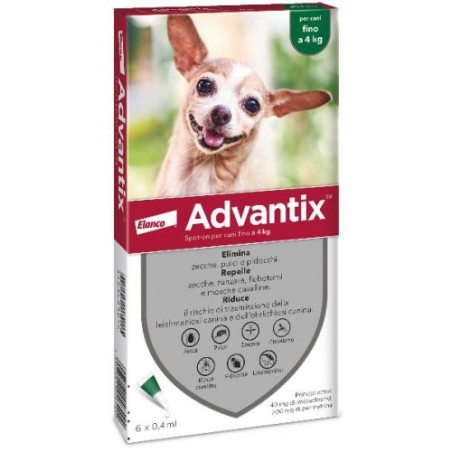 Advantix green 1.5/4 kg (6 pipettes) Antiparasitic for dogs