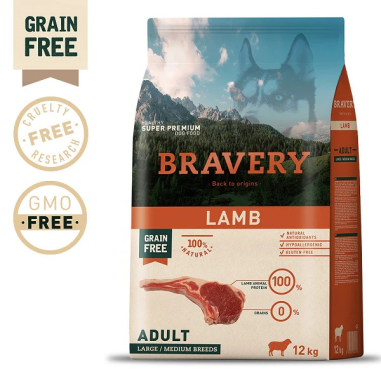 BRAVERY ADULT MEDIUM MAXI LAMB 12KG, shop Online