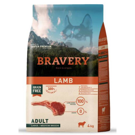 BRAVERY ADULT MEDIUM MAXI LAMB 4KG, shop Online