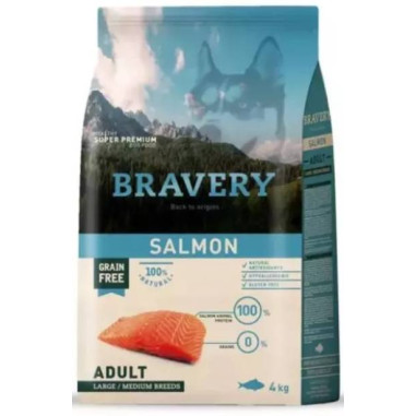 BRAVERY ADULT MEDIUM MAXI SALMONE 4KG Miglior Prezzo