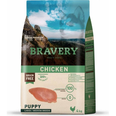BRAVERY PUPPY MEDIUM MAXI POLLO 4KG Miglior Prezzo