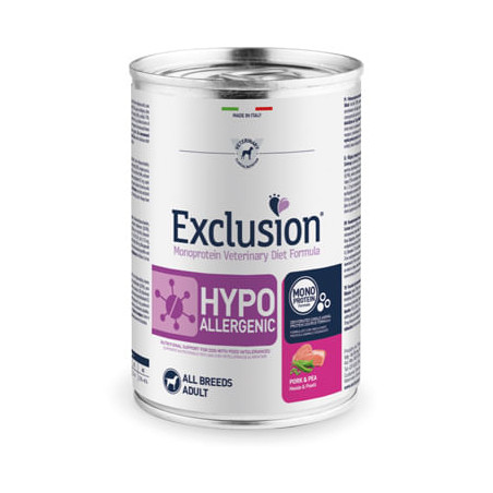 EXCLUSION DOG DIET HYPOALLERGENIC ADULT PORK PEAS 400GR, shop