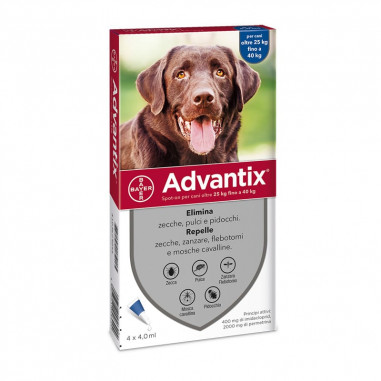 Advantix blu 25/40 kg (4 pipette) Antiparassitario per cani