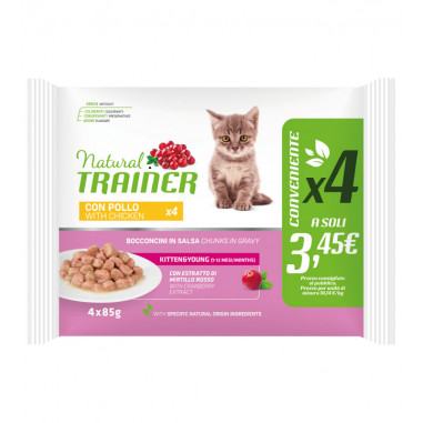 NATURAL TRAINER kitten & young flow pack pollo 4X85g Miglior